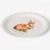 キュートイースターバニーオンアイボリー紙プレート ペーパープレート (アングル)