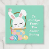 キュートイースターバニーカスタムパステルグリーンパーティー フェイバータグ (正面)