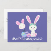 キュートイースターバニーズアンドエッグイラストレーション シーズンポストカード (正面/裏面)