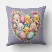 キュートイースターバニーズアンドシックスパステルコテージコア クッション (裏面)