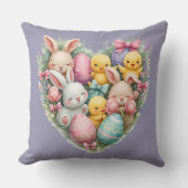 キュートイースターバニーズアンドシックスパステルコテージコア クッション (正面)