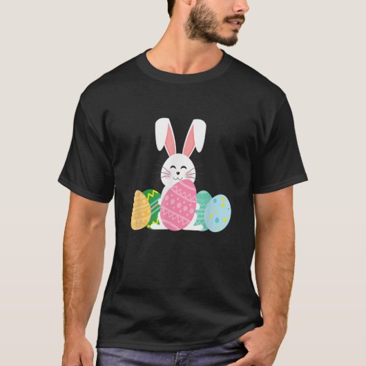 キュートイースターバニーティー子供へエッグ狩り Tシャツ (正面)