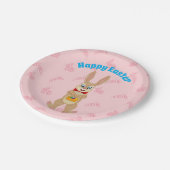 キュートイースターバニーパステルピンクお祝い ペーパープレート (アングル)