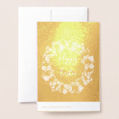 キュートイースターバニーピンクブルーフローラ金ゴールド 箔カード (裏面封筒付き)