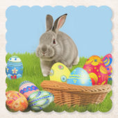 キュートイースターバニーフォー前向きムード紙コアステ ペーパーコースター (正面)