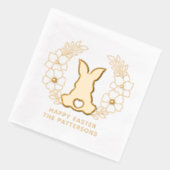 キュートイースターバニーフローラパーソナライズされたリース名 箔ナプキン (左)