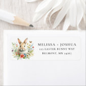 キュートイースターバニーフローラ差出人住所ラベル ラベル (インサイチュ)