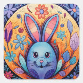 キュートイースターバニーフローラ春 スクエアシール (正面)