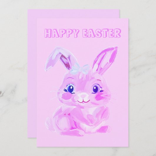 キュートイースターバニープリスクール先生ピンクイースター シーズンカード (正面/裏面)