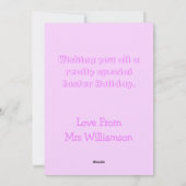 キュートイースターバニープリスクール先生ピンクイースター シーズンカード (裏面)