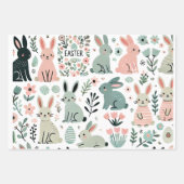 キュートイースターバニーラッピング紙 – パステルラビット ラッピングペーパーシート (正面2)