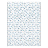 キュートイースターバニーラビットブルーホワイトティーポット卵 テーブルクロス (正面)