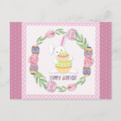 キュートイースターバニーラビット水玉模様 ポストカード (正面)