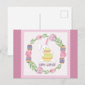 キュートイースターバニーラビット水玉模様 ポストカード (正面/裏面)