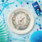 キュートイースターバニーリースホリデーパーティー ペーパープレート (パーティー)