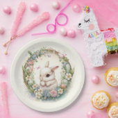 キュートイースターバニーリースホリデーパーティー ペーパープレート (パーティー)