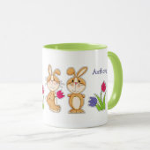 キュートイースターバニー名前をカスタムするイースターギフト マグカップ (正面右)
