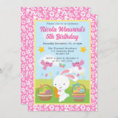 キュートイースターバニー春子供の誕生日 招待状 (正面/裏面)