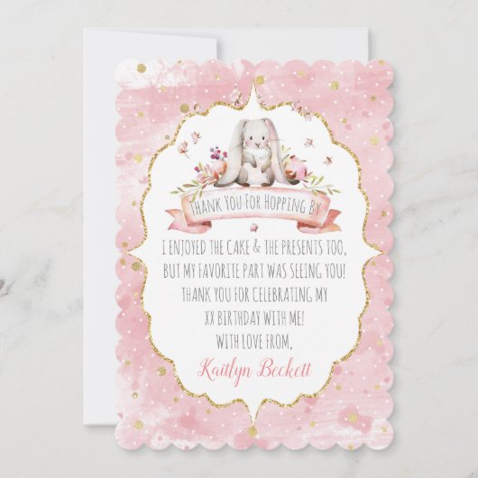 キュートイースターバニー誕生日 サンキューカード (正面)