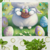 キュートイースターバニー01 キッチンタオル (折り畳み)