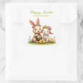 キュートイースターバニー&ラム | チックスと春の花 スクエアシール (バッグ)