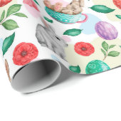 キュートイースターバニー&春の花 ラッピングペーパー (ロールコーナー)