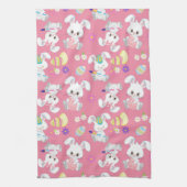 キュートイースターバ絵画ニーの卵ピンク春フローラ キッチンタオル (縦)