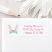 キュートイースターパーティーバニーイヤーピンク差出人住所 ラベル (インサイチュ)