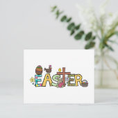 キュートイースターホリデーお祝い文字 ポストカード (スタンド正面)