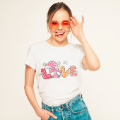 キュートイースターラブピンクバニー格言ガーリー花 トライブレンドTシャツ