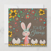 キュートイースター恵みバニーラビットフローラ ノートカード (正面)