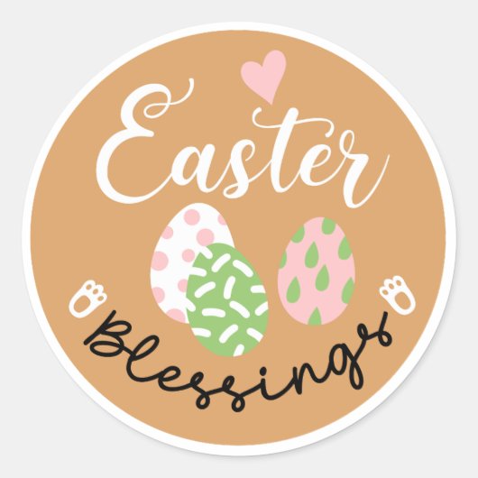 キュートイースター恵みパステルエッグとハート ラウンドシール (正面)