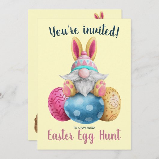 キュートイースター格言卵狩り招待状 シーズンカード (正面/裏面)