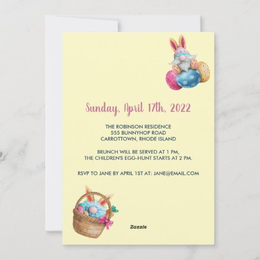 キュートイースター格言卵狩り招待状 シーズンカード (裏面)