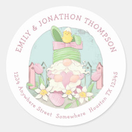 キュートイースター格言名差出人住所ティール（緑がかった色）ピンク ラウンドシール