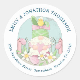 キュートイースター格言名差出人住所ピンクティール（緑がかった色） ラウンドシール