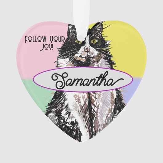 キュートゥードキャットパステルピンク子供名飾り オーナメント (正面)