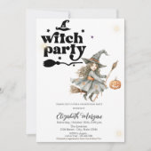 キュートウィッチカボチャパーティー誕生日 招待状 (正面)