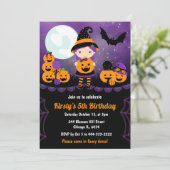 キュートウィッチガール&カボチャ子供の誕生日パーティー 招待状 (スタンド正面)