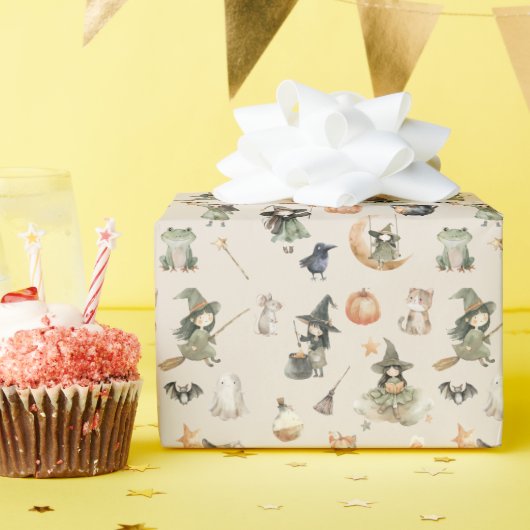 キュートウィッチキッズハロウィーン誕生日 ラッピングペーパー (誕生日パーティー)