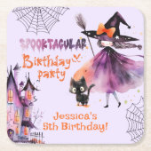 キュートウィッチスポオクタキュラー誕生日ハローウィンパーティ スクエアペーパーコースター (正面)