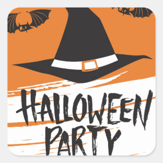 キュートウィッチハットハローウィンパーティ スクエアシール