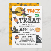 キュートウィッチハロウィーン誕生日招待状 招待状 (正面/裏面)