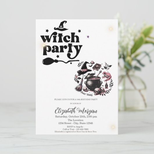 キュートウィッチパーティー誕生日 招待状 (スタンド正面)