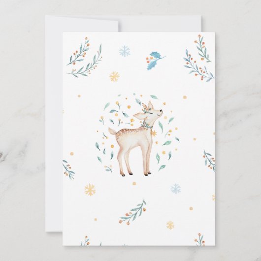 キュートウィンターウッドランドベビーシャワー招待状 招待状 (裏面)