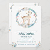 キュートウィンターウッドランドベビーシャワー招待状 招待状 (正面/裏面)