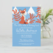 キュートウィンターオレンジキツネマウンテンズリーフ誕生日 招待状 (スタンド正面)