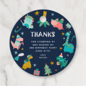 キュートウィンタークリスマスディノ子供の誕生日パーティー フェイバータグ (正面)