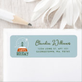 キュートウィンタースノーグローブホリデーブルー差出人住所 ラベル (インサイチュ)