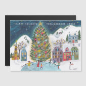 キュートウィンターハウスヴィレッジクリスマスマグネティックカード (正面/裏面)